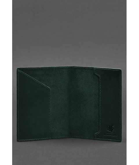 Leather passport cover with the coat of arms of Germany green Crazy Horse