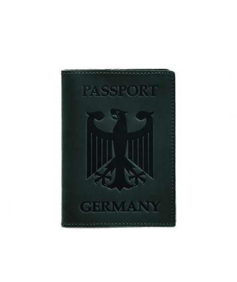 Шкіряна обкладинка для паспорта з гербом Німеччини зелена Crazy Horse