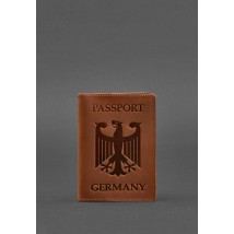 Кожаная обложка для паспорта с гербом Германии светло-коричневая Crazy Horse
