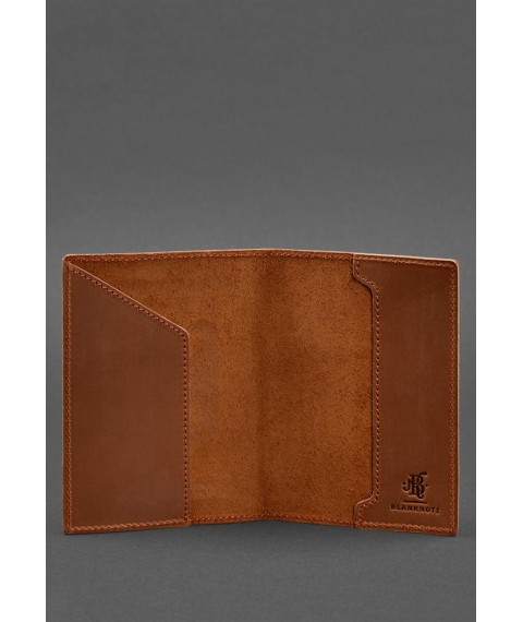 Leather passport cover with the coat of arms of Germany light brown Crazy Horse