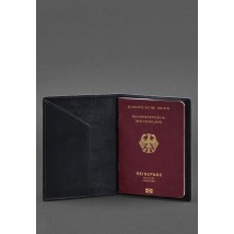 Кожаная обложка для паспорта с гербом Германии темно-синяя Crazy Horse