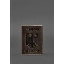Шкіряна обкладинка для паспорта з гербом Німеччини темно-коричнева Crazy Horse