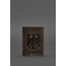 Leather passport cover with the coat of arms of Germany dark brown Crazy Horse