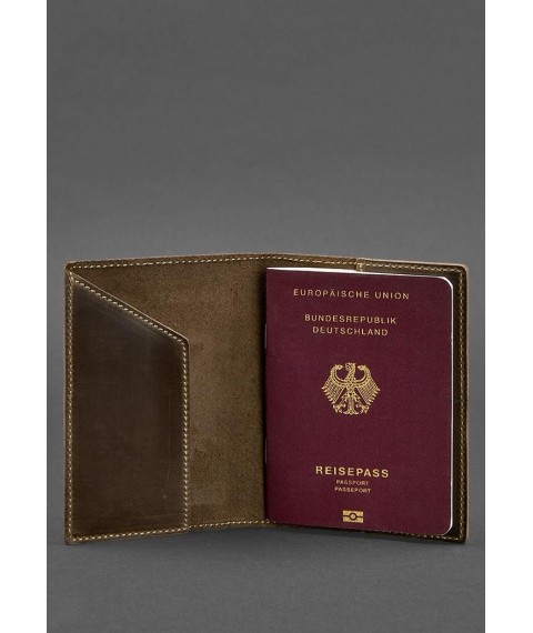 Leather passport cover with the coat of arms of Germany dark brown Crazy Horse