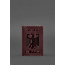 Кожаная обложка для паспорта с гербом Германии бордовая Crazy Horse