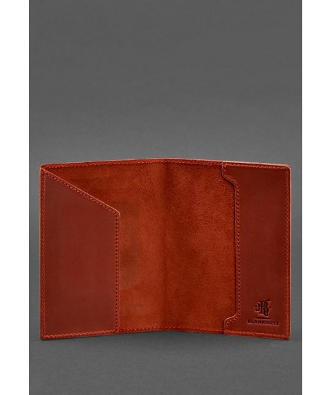 Leather passport cover with Polish coat of arms coral Crazy Horse