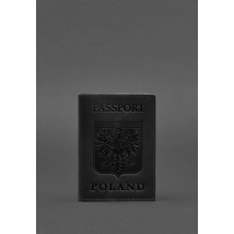 Leather passport cover with Polish coat of arms black Crazy Horse