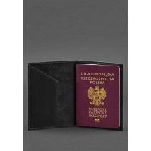 Leather passport cover with Polish coat of arms black Crazy Horse