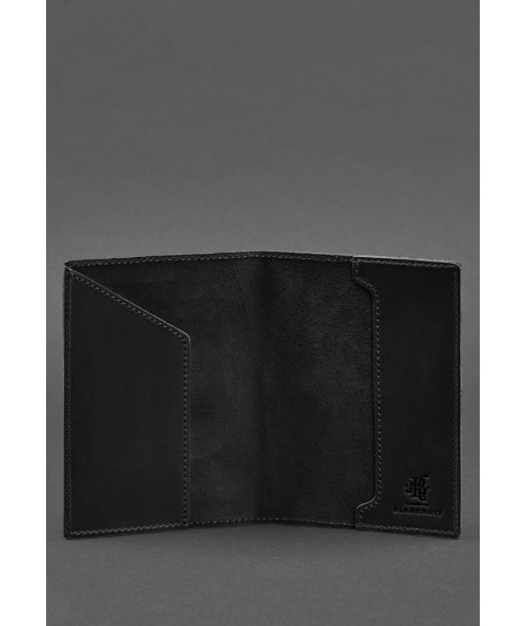 Leather passport cover with Polish coat of arms black Crazy Horse