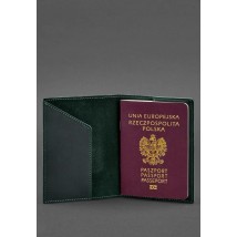 Leather passport cover with the Polish coat of arms, green Crazy Horse