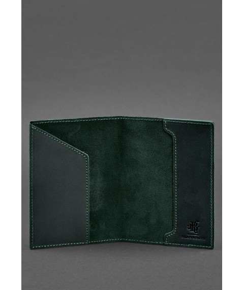 Leather passport cover with the Polish coat of arms, green Crazy Horse