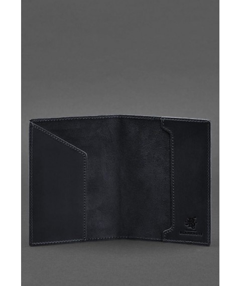 Leather passport cover with Polish coat of arms dark blue Crazy Horse