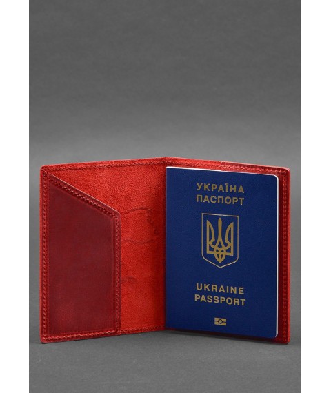 Leather passport cover with a map of Ukraine coral Crazy Horse
