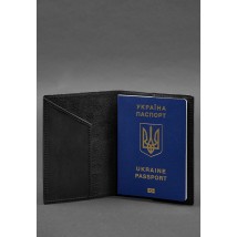 Leather passport cover with a map of Ukraine black Crazy Horse