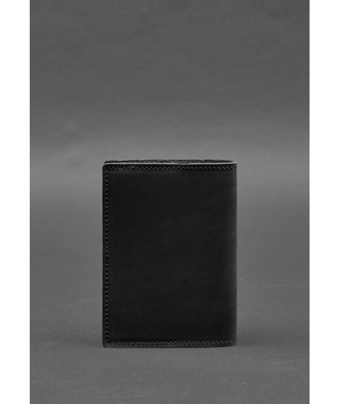 Leather passport cover with a map of Ukraine black Crazy Horse