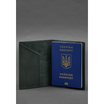 Шкіряна обкладинка для паспорта з мапою України зелений Crazy Horse