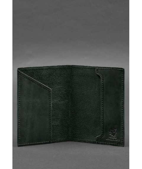 Leather passport cover with a map of Ukraine green Crazy Horse