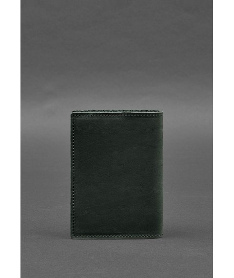 Leather passport cover with a map of Ukraine green Crazy Horse