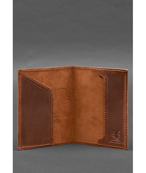 Leather passport cover with a map of Ukraine light brown Crazy Horse