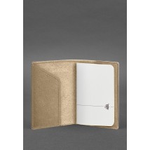Leather passport cover with a map of Ukraine, light beige