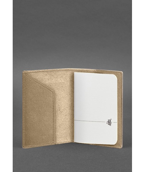 Leather passport cover with a map of Ukraine, light beige