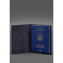 Leather passport cover with a map of Ukraine blue Crazy Horse