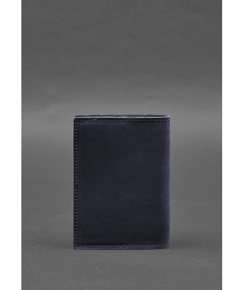 Leather passport cover with a map of Ukraine blue Crazy Horse
