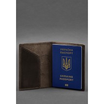 Leather passport cover with a map of Ukraine dark brown Crazy Horse