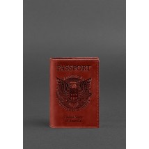 Coral leather passport cover with American coat of arms