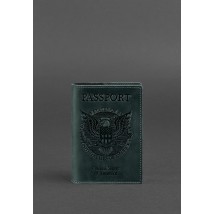 Leather passport cover with American coat of arms green