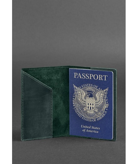 Leather passport cover with American coat of arms green