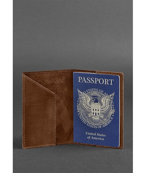 Leather passport cover with American coat of arms, light brown