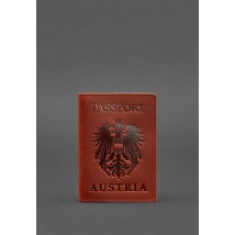 Шкіряна обкладинка для паспорта з австрійським гербом корал