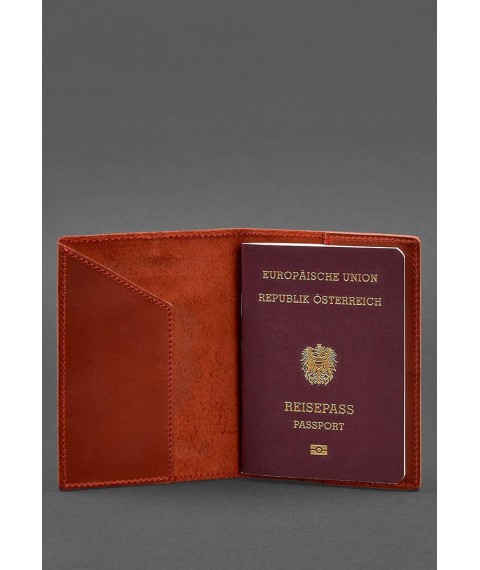 Кожаная обложка для паспорта с австрийским гербом коралл
