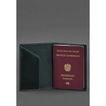 Шкіряна обкладинка для паспорта з австрійським гербом зелена Crazy Horse
