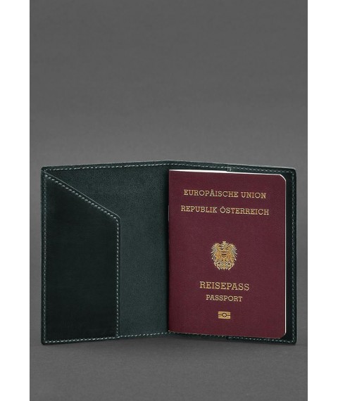 Leather passport cover with the Austrian coat of arms, green Crazy Horse