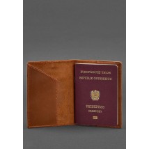 Шкіряна обкладинка для паспорта з австрійським гербом світло-коричнева Crazy Horse