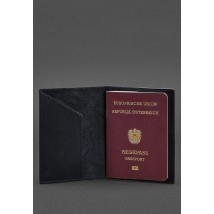 Leather passport cover with the Austrian coat of arms dark blue Crazy Horse