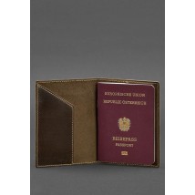 Leather passport cover with the Austrian coat of arms dark brown Crazy Horse