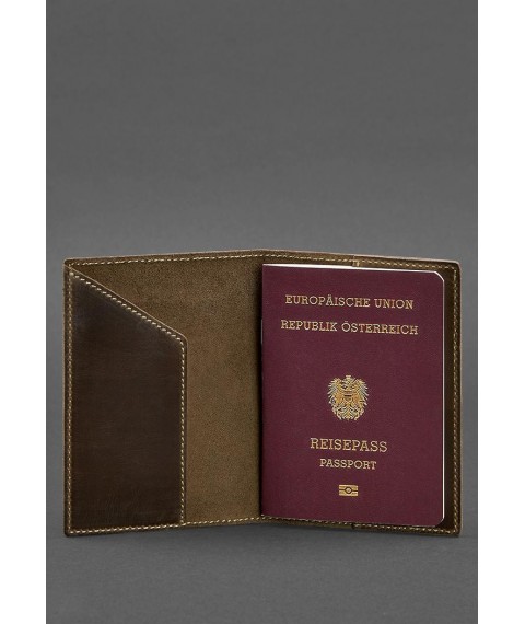Leather passport cover with the Austrian coat of arms dark brown Crazy Horse