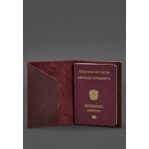Leather passport cover with the Austrian coat of arms burgundy Crazy Horse