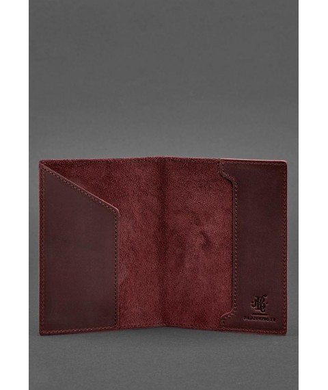 Leather passport cover with the Austrian coat of arms burgundy Crazy Horse