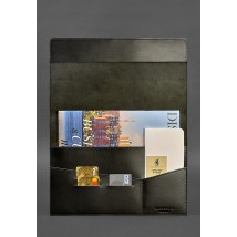 Leather document folder A4 (with magnets) black
