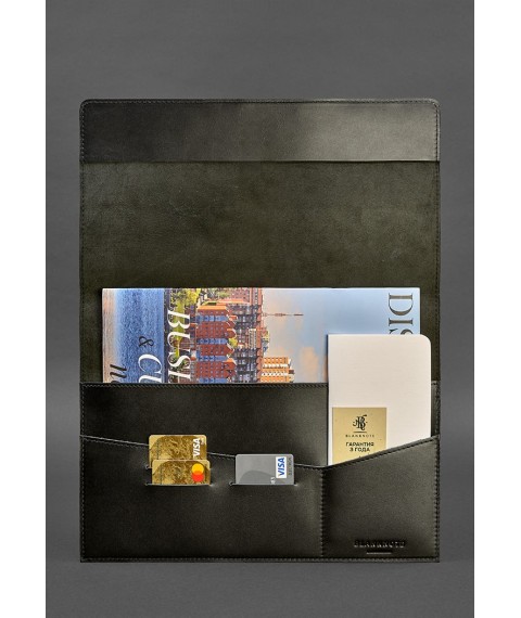 Leather document folder A4 (with magnets) black