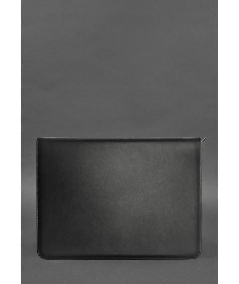 Leather folder A4 with zipper for documents black