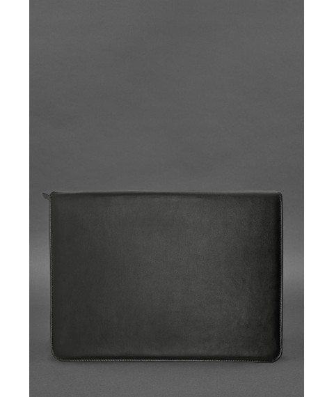 Leather folder A4 with zipper for documents black
