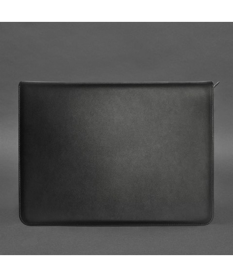 Leather folder A4 with zipper for documents black