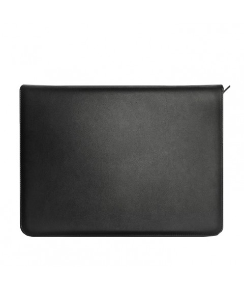 Leather folder A4 with zipper for documents black