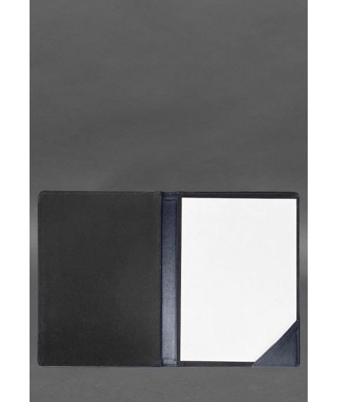 Leather document folder for signature, dark blue