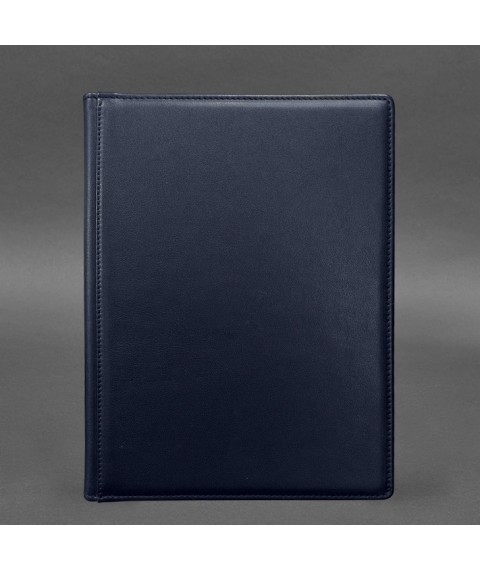 Leather document folder for signature, dark blue